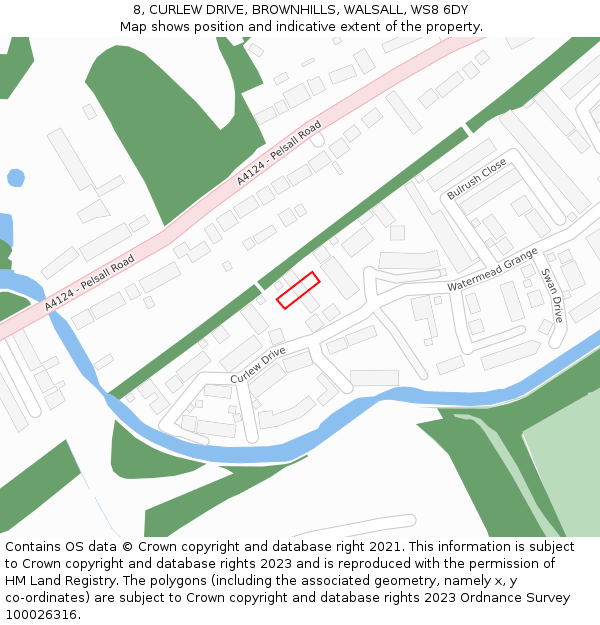 8, CURLEW DRIVE, BROWNHILLS, WALSALL, WS8 6DY: Location map and indicative extent of plot