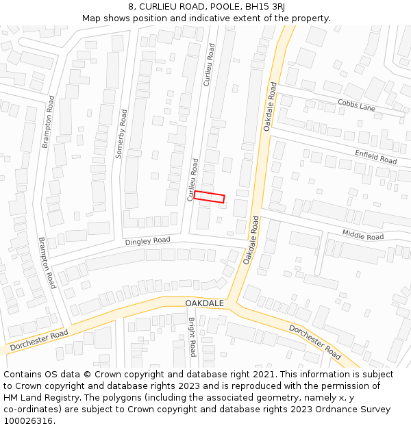 8, CURLIEU ROAD, POOLE, BH15 3RJ: Location map and indicative extent of plot