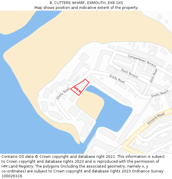 8, CUTTERS WHARF, EXMOUTH, EX8 1XS: Location map and indicative extent of plot