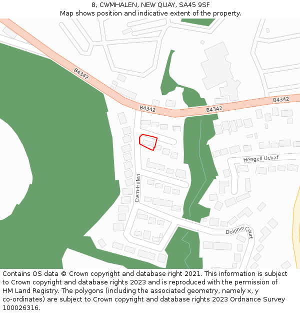 8, CWMHALEN, NEW QUAY, SA45 9SF: Location map and indicative extent of plot