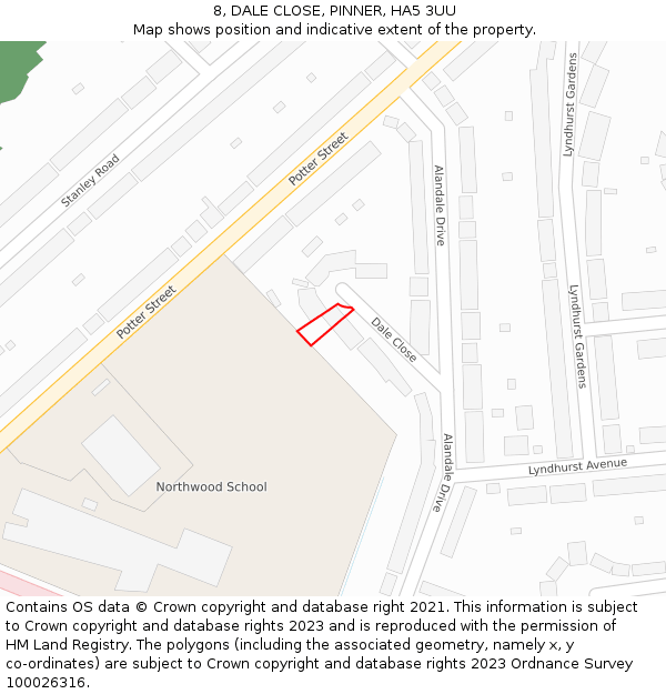 8, DALE CLOSE, PINNER, HA5 3UU: Location map and indicative extent of plot