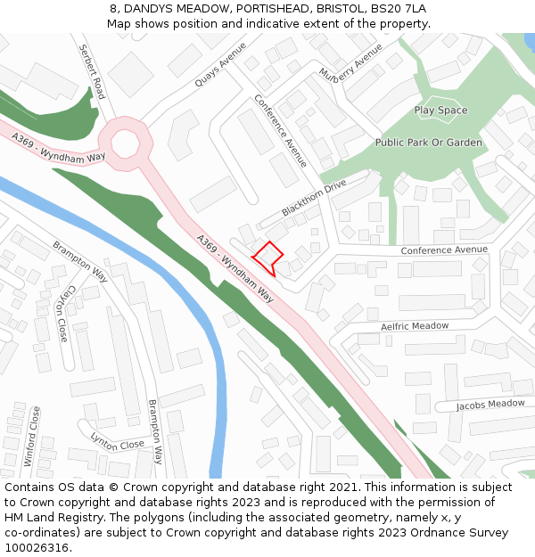 8, DANDYS MEADOW, PORTISHEAD, BRISTOL, BS20 7LA: Location map and indicative extent of plot