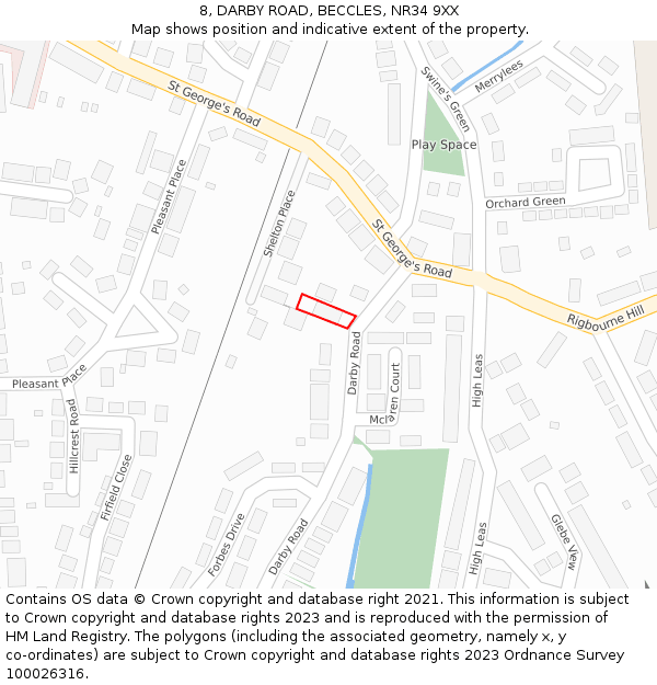 8, DARBY ROAD, BECCLES, NR34 9XX: Location map and indicative extent of plot