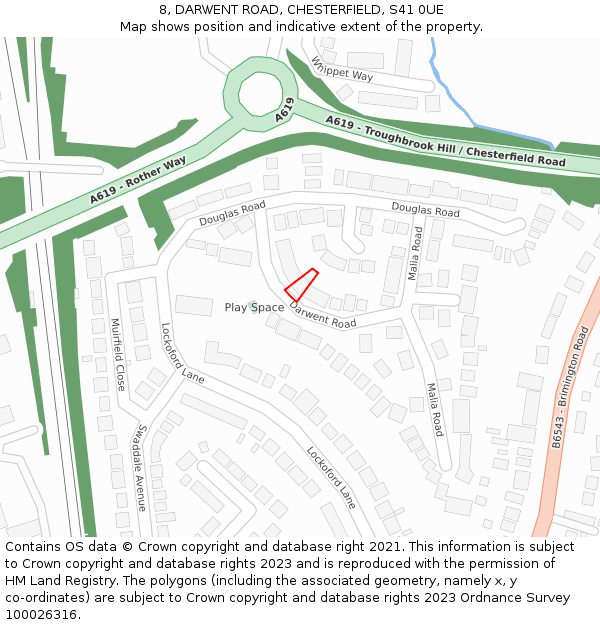 8, DARWENT ROAD, CHESTERFIELD, S41 0UE: Location map and indicative extent of plot