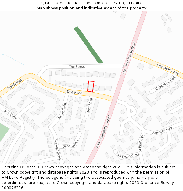 8, DEE ROAD, MICKLE TRAFFORD, CHESTER, CH2 4DL: Location map and indicative extent of plot