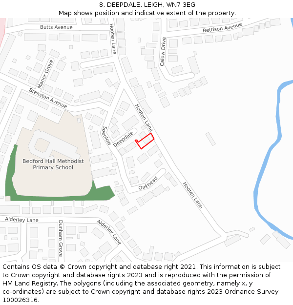 8, DEEPDALE, LEIGH, WN7 3EG: Location map and indicative extent of plot