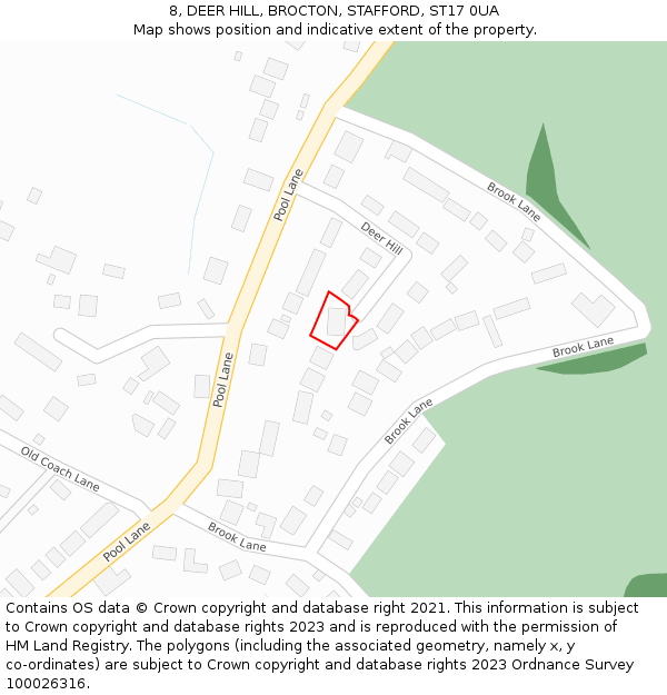 8, DEER HILL, BROCTON, STAFFORD, ST17 0UA: Location map and indicative extent of plot
