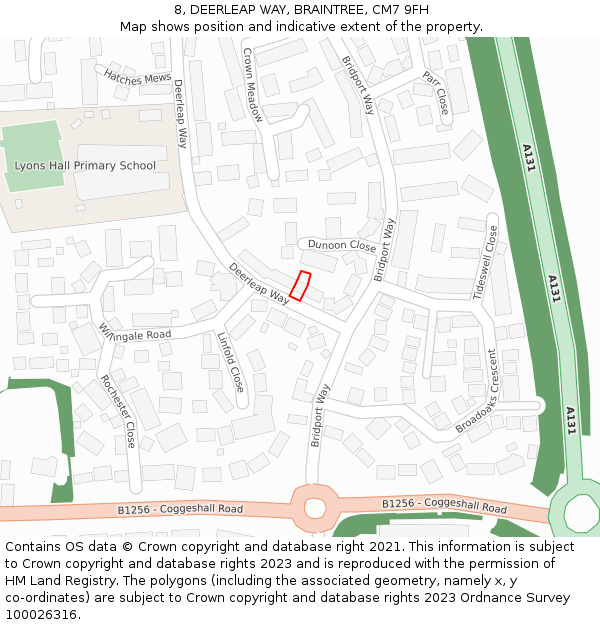 8, DEERLEAP WAY, BRAINTREE, CM7 9FH: Location map and indicative extent of plot