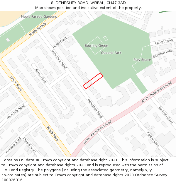 8, DENESHEY ROAD, WIRRAL, CH47 3AD: Location map and indicative extent of plot