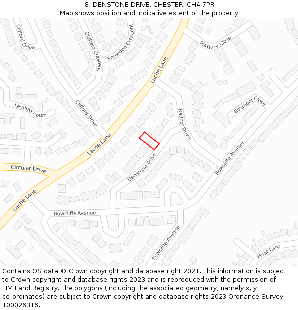 8, DENSTONE DRIVE, CHESTER, CH4 7PR: Location map and indicative extent of plot