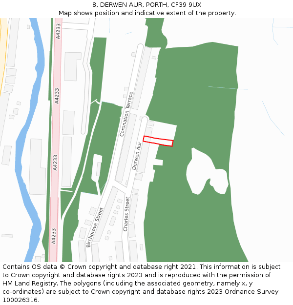 8, DERWEN AUR, PORTH, CF39 9UX: Location map and indicative extent of plot