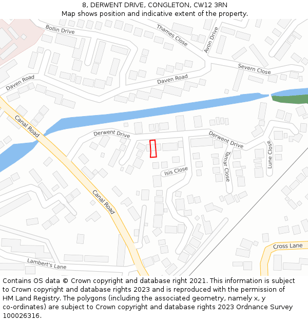 8, DERWENT DRIVE, CONGLETON, CW12 3RN: Location map and indicative extent of plot