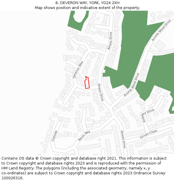 8, DEVERON WAY, YORK, YO24 2XH: Location map and indicative extent of plot