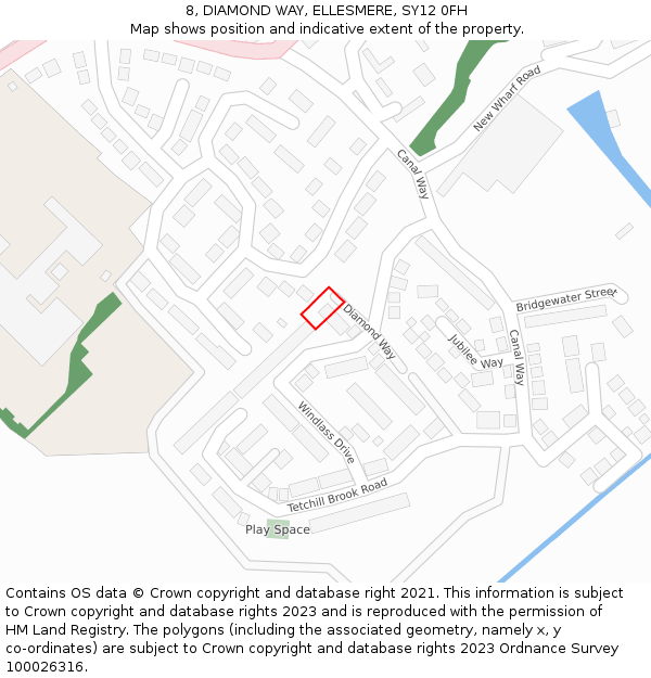 8, DIAMOND WAY, ELLESMERE, SY12 0FH: Location map and indicative extent of plot