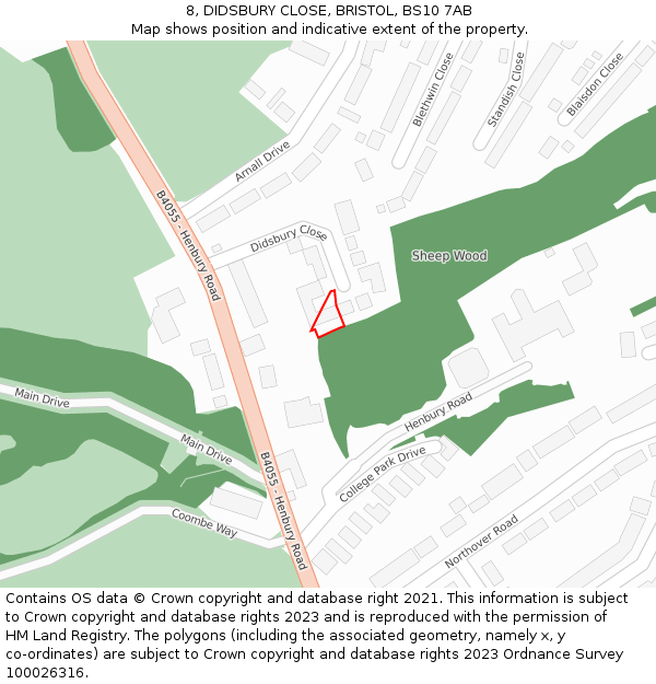 8, DIDSBURY CLOSE, BRISTOL, BS10 7AB: Location map and indicative extent of plot