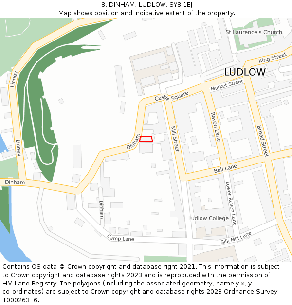 8, DINHAM, LUDLOW, SY8 1EJ: Location map and indicative extent of plot