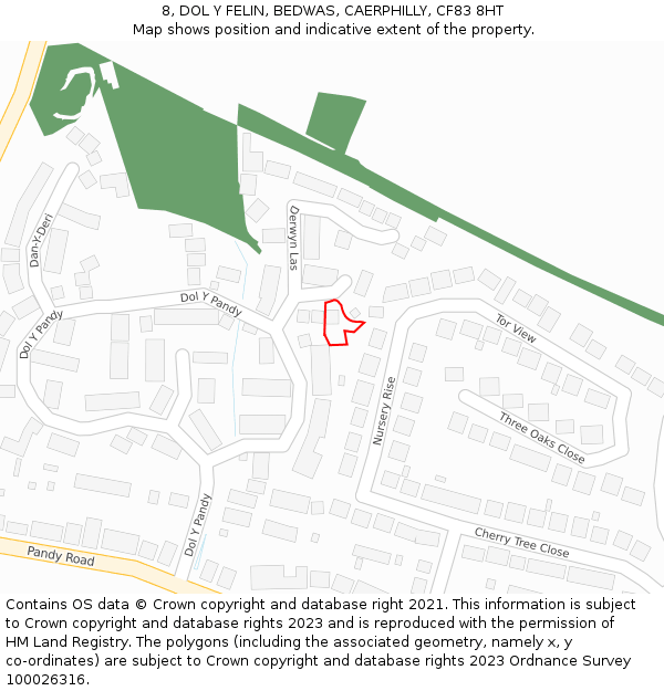 8, DOL Y FELIN, BEDWAS, CAERPHILLY, CF83 8HT: Location map and indicative extent of plot