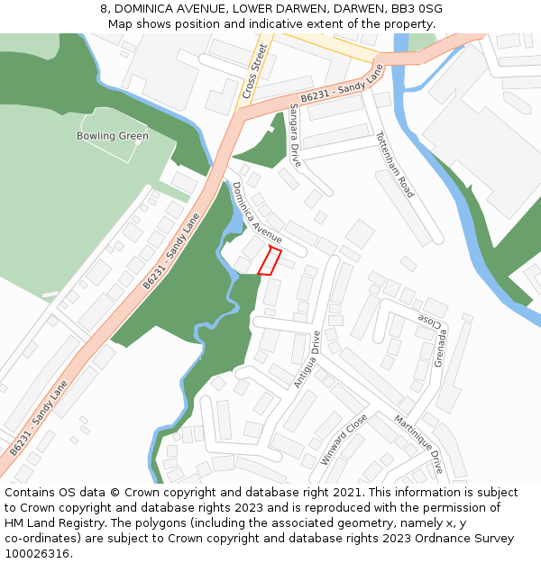 8, DOMINICA AVENUE, LOWER DARWEN, DARWEN, BB3 0SG: Location map and indicative extent of plot