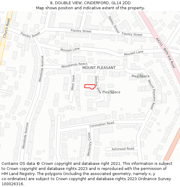 8, DOUBLE VIEW, CINDERFORD, GL14 2DD: Location map and indicative extent of plot