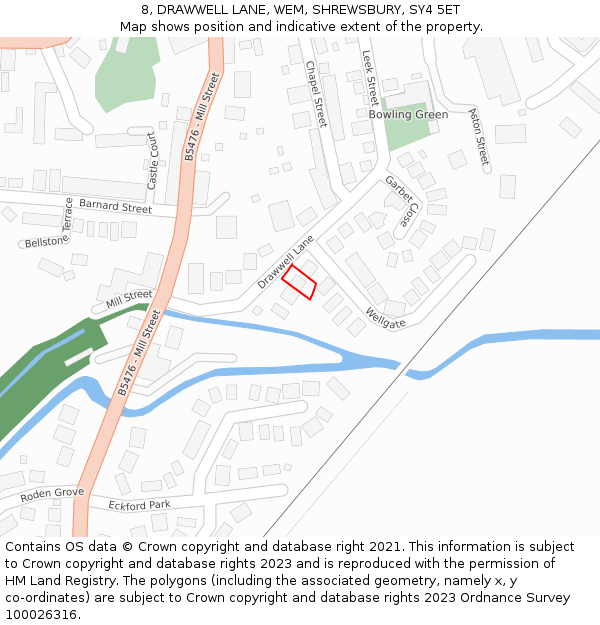 8, DRAWWELL LANE, WEM, SHREWSBURY, SY4 5ET: Location map and indicative extent of plot