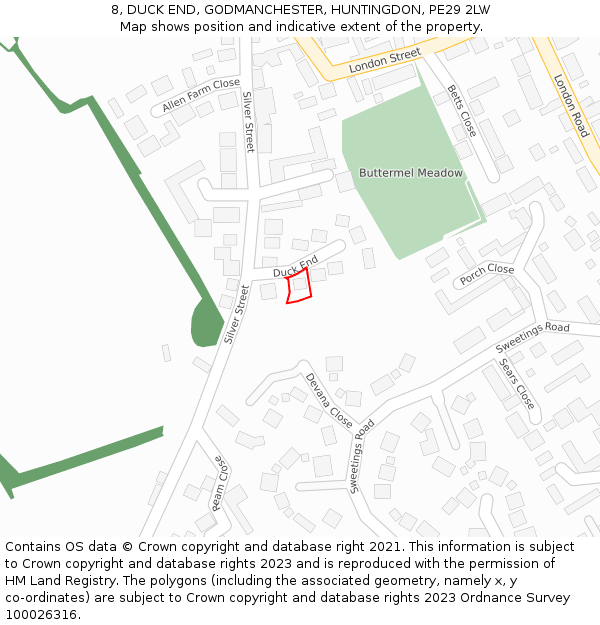 8, DUCK END, GODMANCHESTER, HUNTINGDON, PE29 2LW: Location map and indicative extent of plot