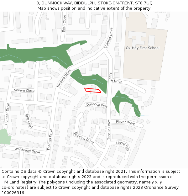 8, DUNNOCK WAY, BIDDULPH, STOKE-ON-TRENT, ST8 7UQ: Location map and indicative extent of plot