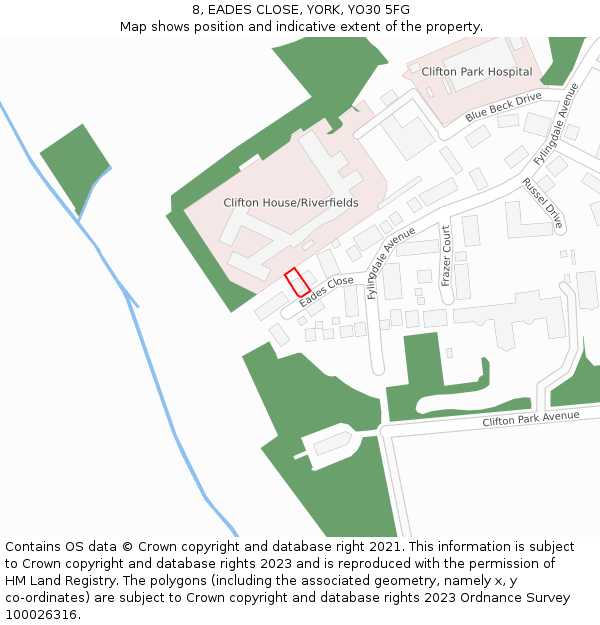 8, EADES CLOSE, YORK, YO30 5FG: Location map and indicative extent of plot