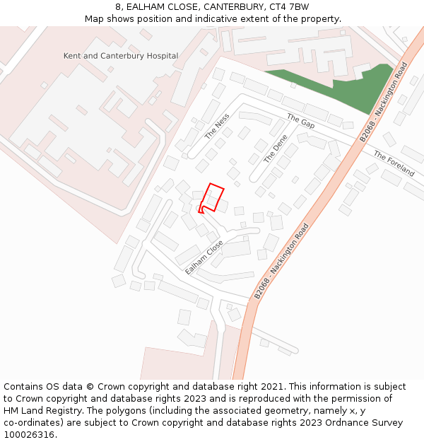 8, EALHAM CLOSE, CANTERBURY, CT4 7BW: Location map and indicative extent of plot