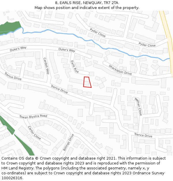 8, EARLS RISE, NEWQUAY, TR7 2TA: Location map and indicative extent of plot
