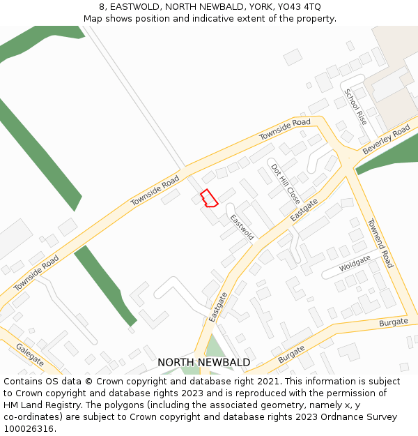 8, EASTWOLD, NORTH NEWBALD, YORK, YO43 4TQ: Location map and indicative extent of plot