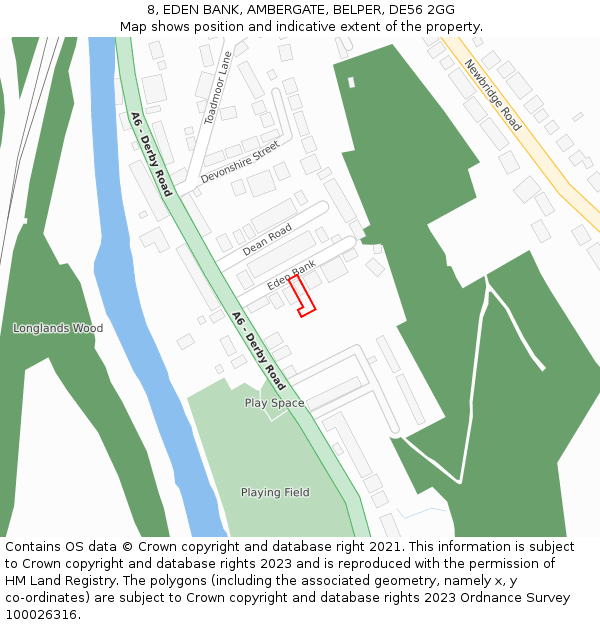 8, EDEN BANK, AMBERGATE, BELPER, DE56 2GG: Location map and indicative extent of plot