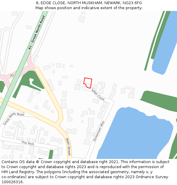 8, EDGE CLOSE, NORTH MUSKHAM, NEWARK, NG23 6FG: Location map and indicative extent of plot