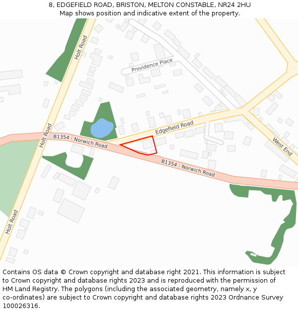 8, EDGEFIELD ROAD, BRISTON, MELTON CONSTABLE, NR24 2HU: Location map and indicative extent of plot