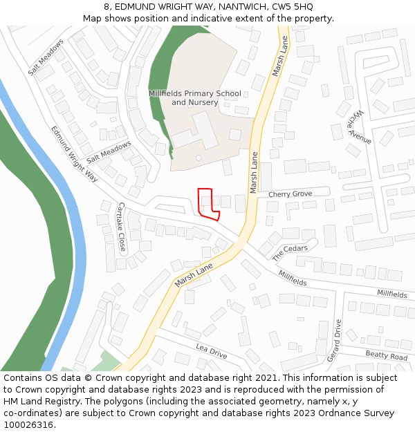 8, EDMUND WRIGHT WAY, NANTWICH, CW5 5HQ: Location map and indicative extent of plot