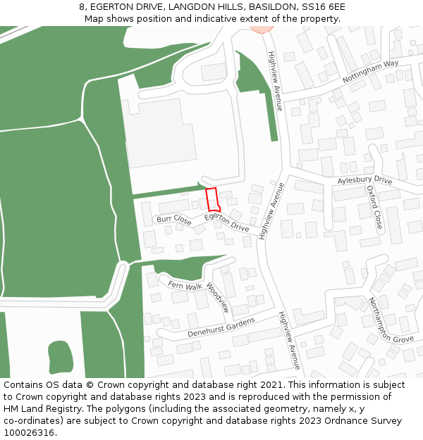 8, EGERTON DRIVE, LANGDON HILLS, BASILDON, SS16 6EE: Location map and indicative extent of plot