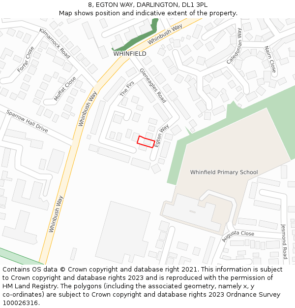 8, EGTON WAY, DARLINGTON, DL1 3PL: Location map and indicative extent of plot