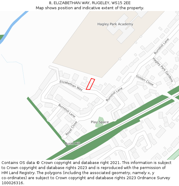 8, ELIZABETHAN WAY, RUGELEY, WS15 2EE: Location map and indicative extent of plot