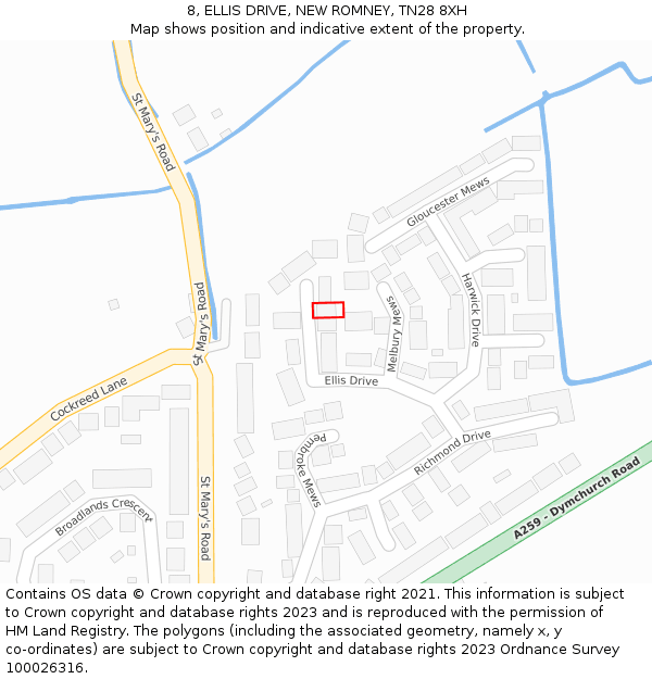 8, ELLIS DRIVE, NEW ROMNEY, TN28 8XH: Location map and indicative extent of plot