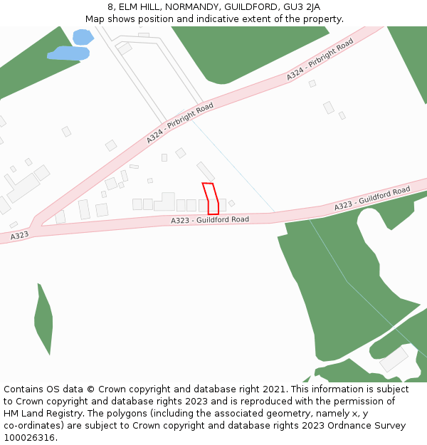 8, ELM HILL, NORMANDY, GUILDFORD, GU3 2JA: Location map and indicative extent of plot