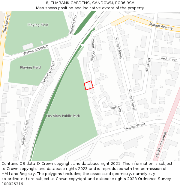 8, ELMBANK GARDENS, SANDOWN, PO36 9SA: Location map and indicative extent of plot