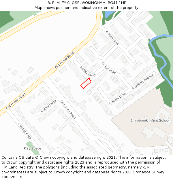 8, ELMLEY CLOSE, WOKINGHAM, RG41 1HP: Location map and indicative extent of plot