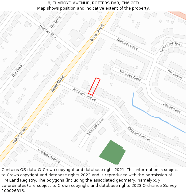 8, ELMROYD AVENUE, POTTERS BAR, EN6 2ED: Location map and indicative extent of plot