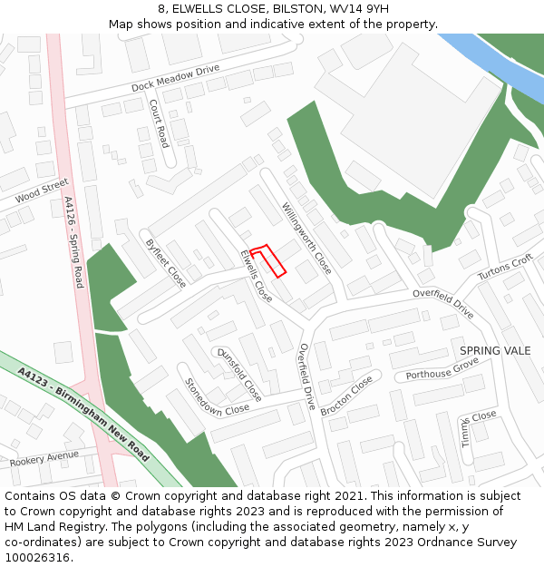 8, ELWELLS CLOSE, BILSTON, WV14 9YH: Location map and indicative extent of plot
