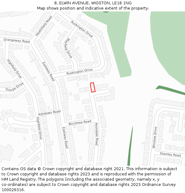 8, ELWIN AVENUE, WIGSTON, LE18 1NG: Location map and indicative extent of plot