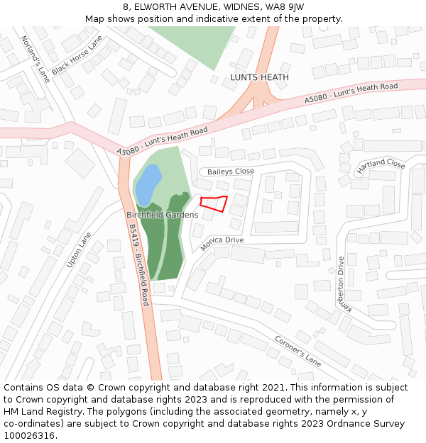 8, ELWORTH AVENUE, WIDNES, WA8 9JW: Location map and indicative extent of plot