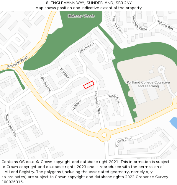8, ENGLEMANN WAY, SUNDERLAND, SR3 2NY: Location map and indicative extent of plot