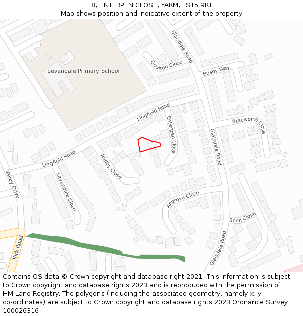 8, ENTERPEN CLOSE, YARM, TS15 9RT: Location map and indicative extent of plot