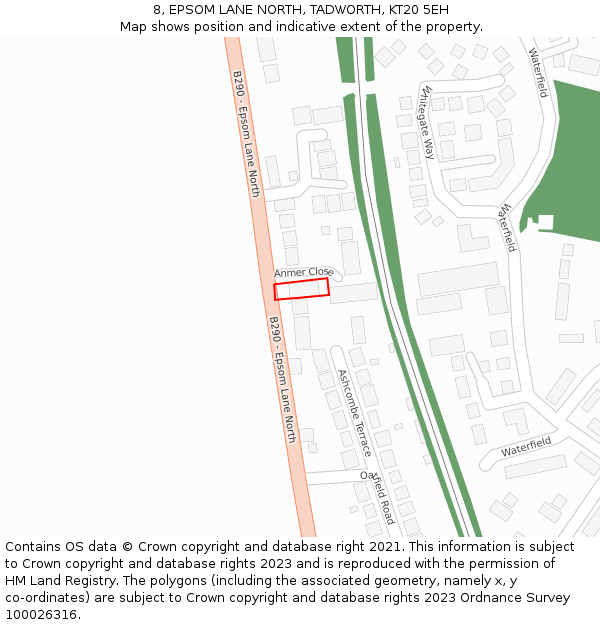 8, EPSOM LANE NORTH, TADWORTH, KT20 5EH: Location map and indicative extent of plot