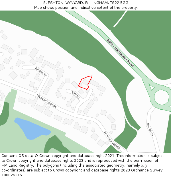 8, ESHTON, WYNYARD, BILLINGHAM, TS22 5GG: Location map and indicative extent of plot