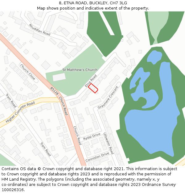 8, ETNA ROAD, BUCKLEY, CH7 3LG: Location map and indicative extent of plot